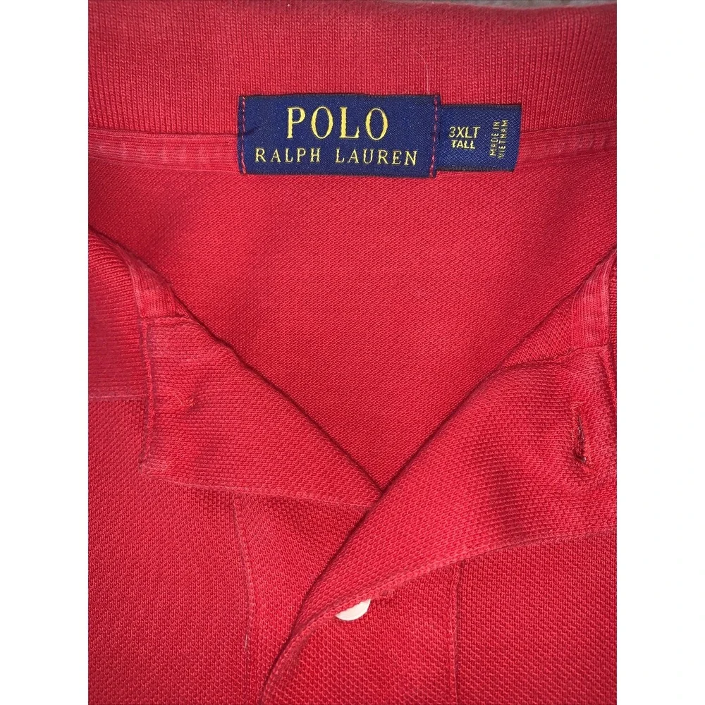 POLO Ralph Lauren Shirt Mens Red Big Pony Short Sleeve Cotton‎ 3XL 3xlt Tall